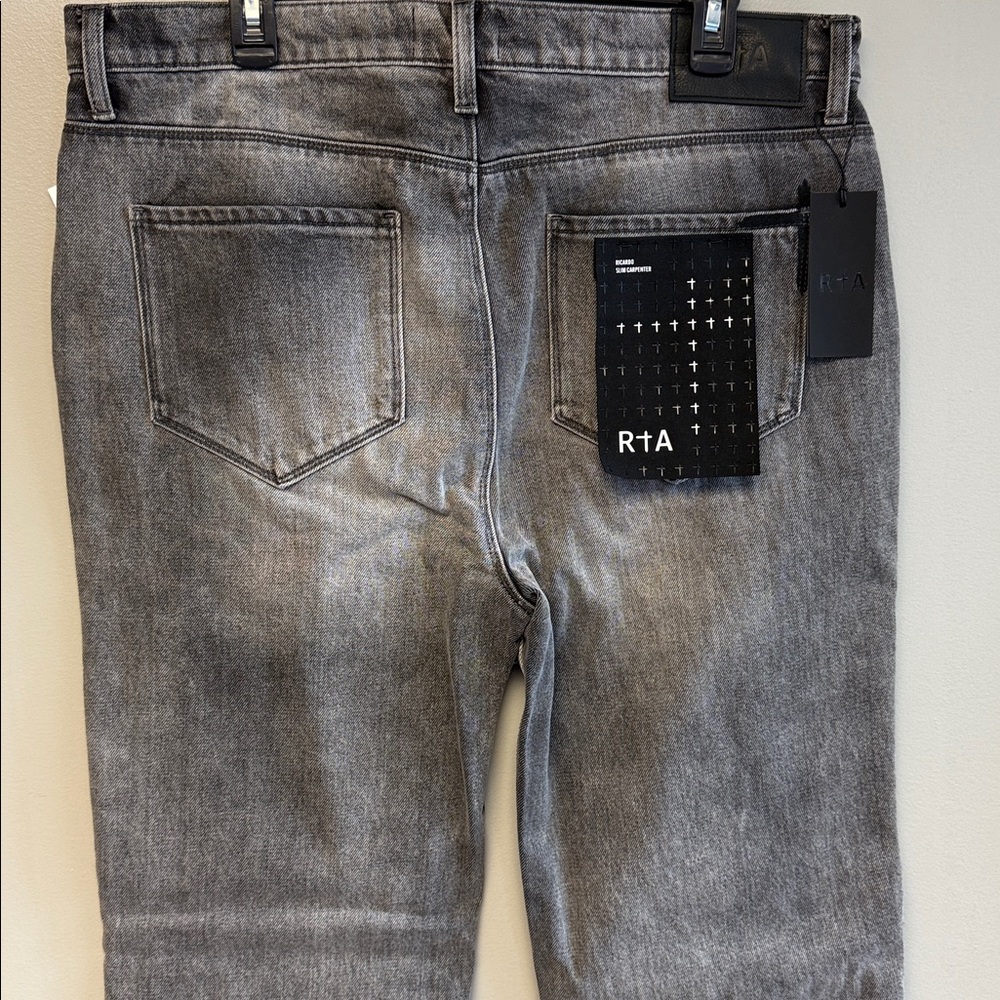 RTA Ricardo Slim Carpenter Jeans Grey Storm NWT 38 - Picture 6 of 8